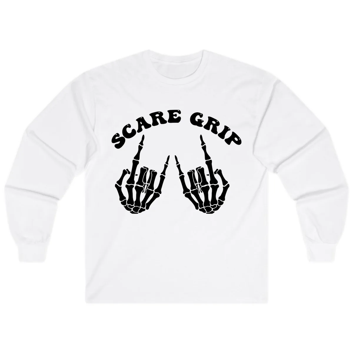 Scare Grip Skeleton Hands Gesture Long Sleeve in White