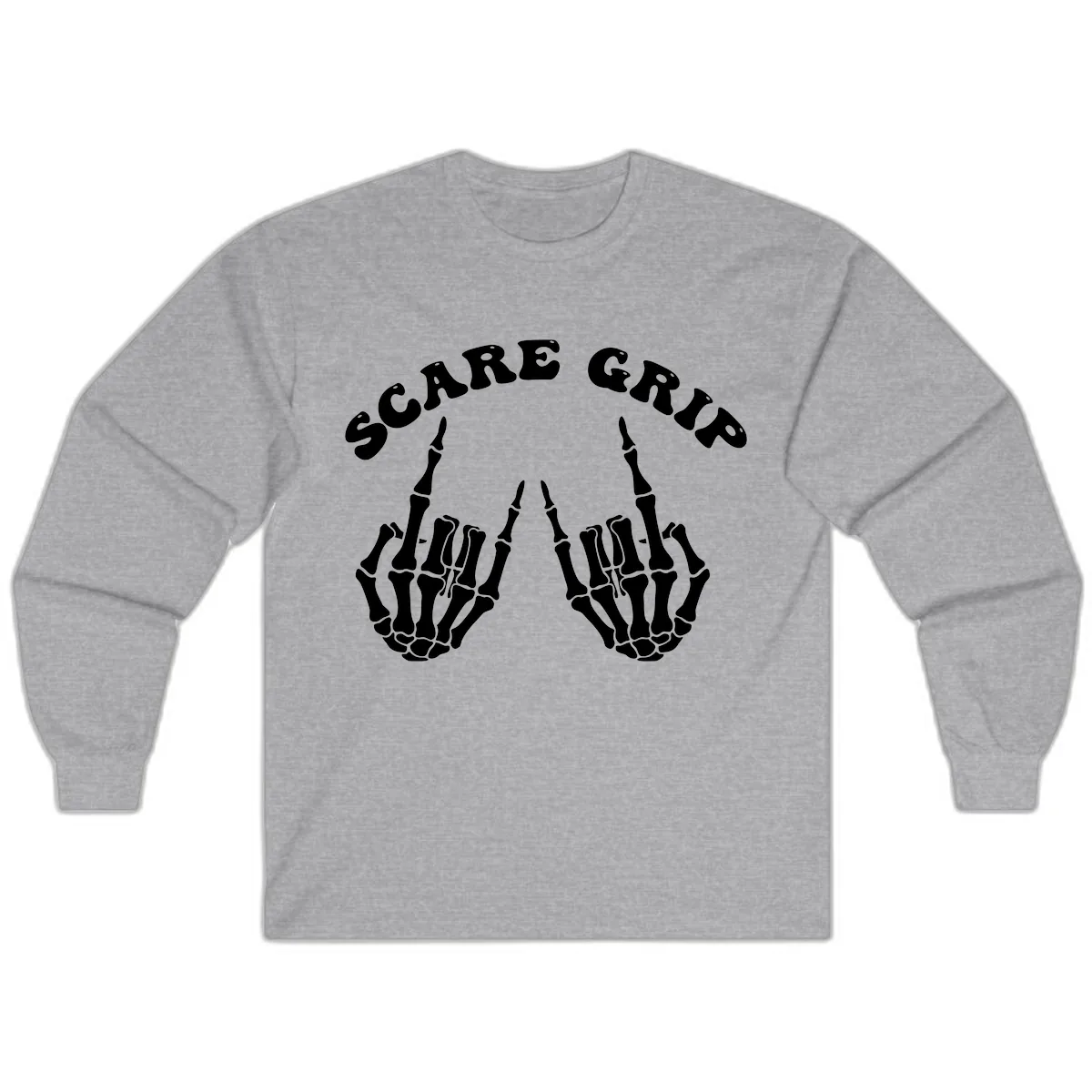 Scare Grip Skeleton Hands Gesture Long Sleeve in Sport Grey