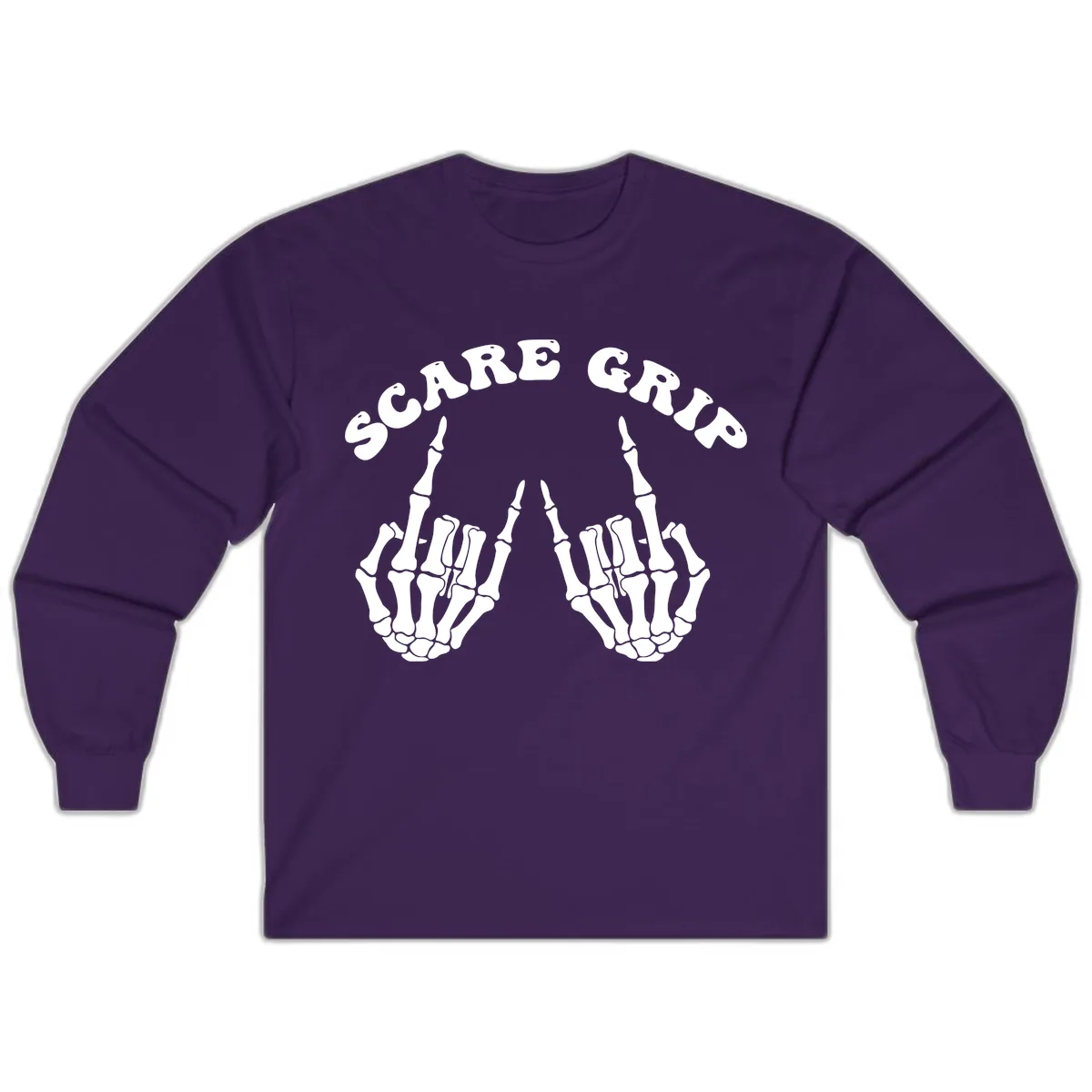 Scare Grip Skeleton Hands Gesture Long Sleeve in Purple