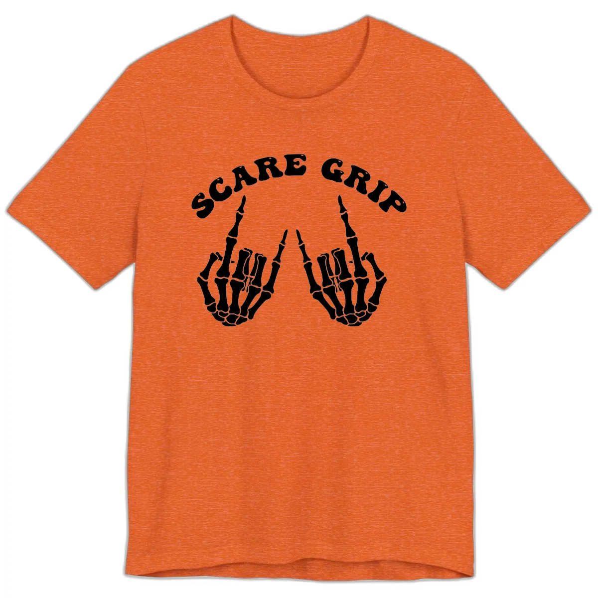 Scare Grip Skeleton Hands Gesture Premium T-Shirt in Heather Orange
