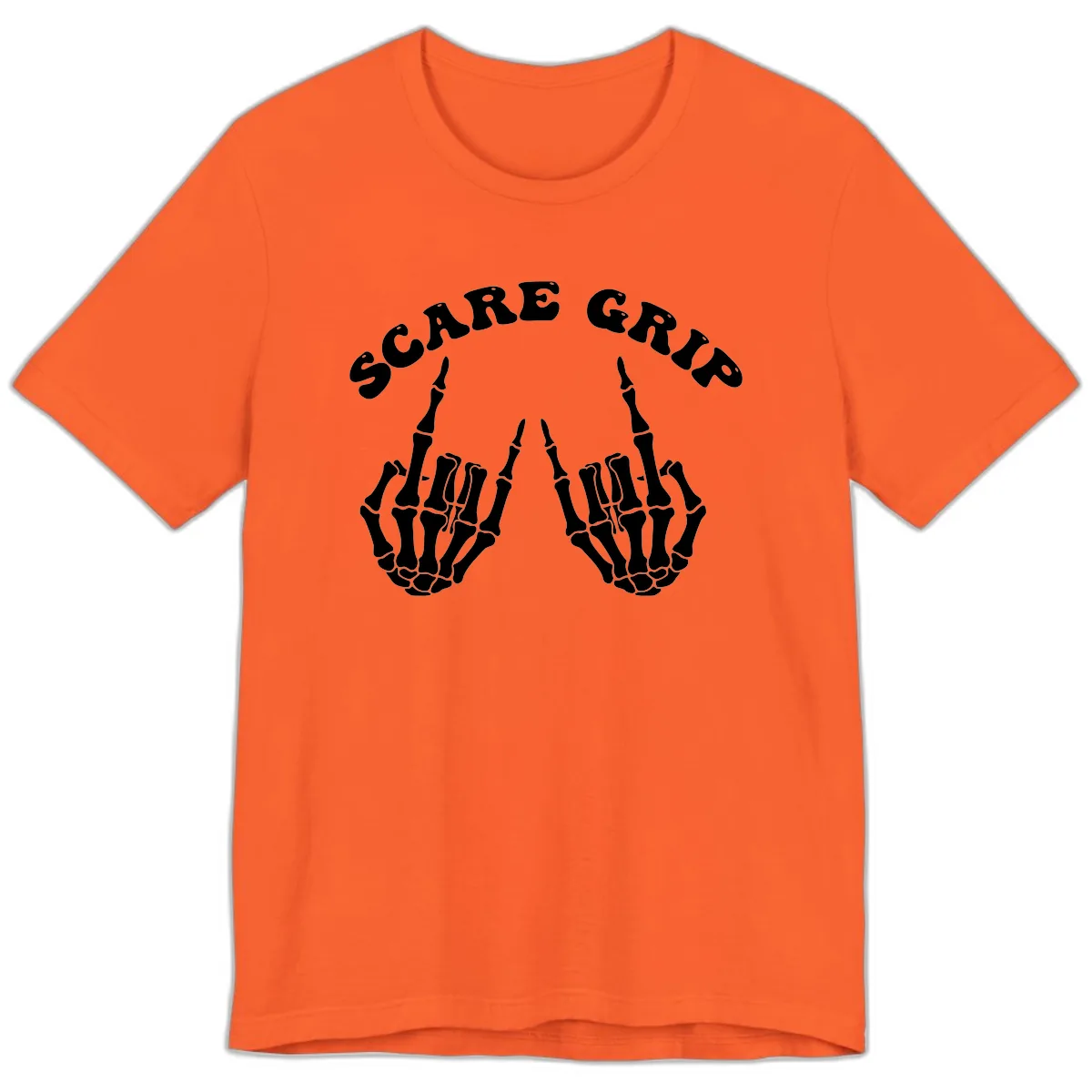 Scare Grip Skeleton Hands Gesture Premium T-Shirt in Orange