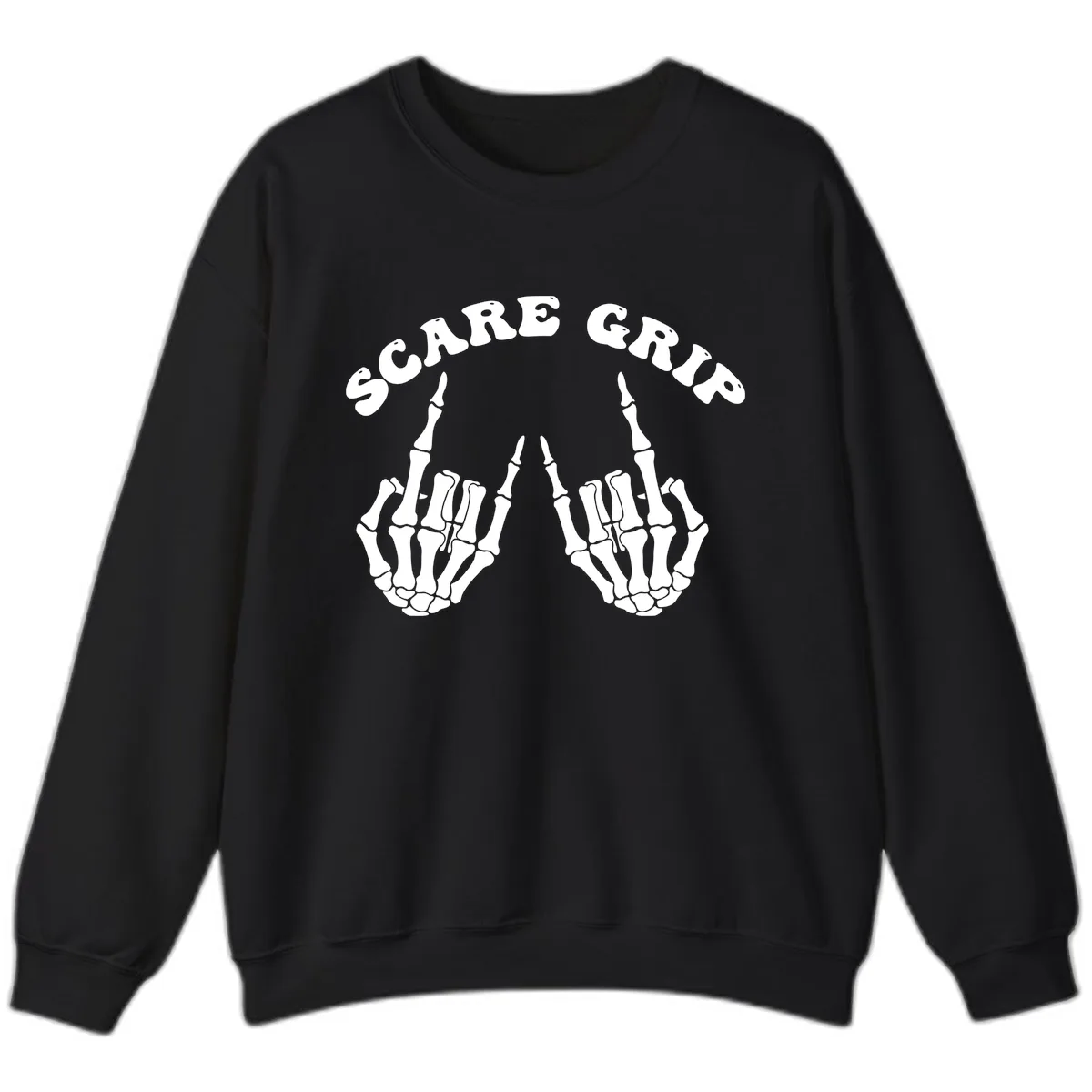 Scare Grip Skeleton Hands Gesture Sweatshirt in Black