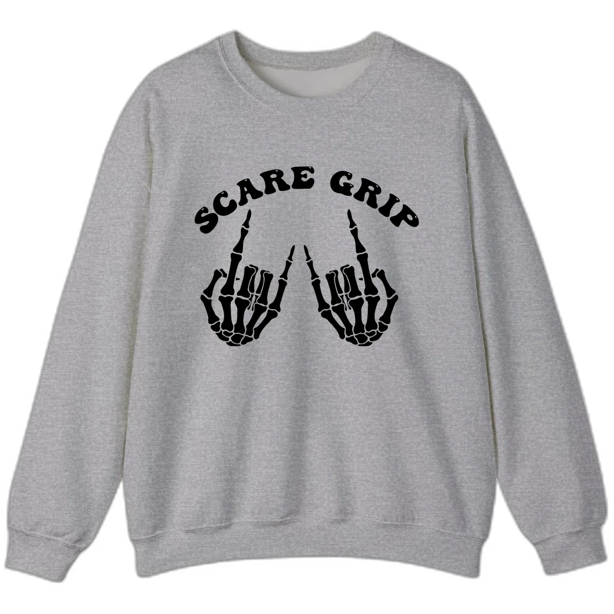 Scare Grip Skeleton Hands Gesture Sweatshirt in Sport Grey