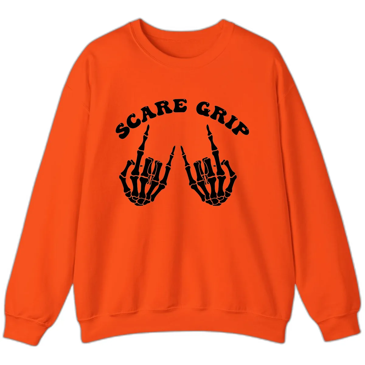 Scare Grip Skeleton Hands Gesture Sweatshirt in Orange