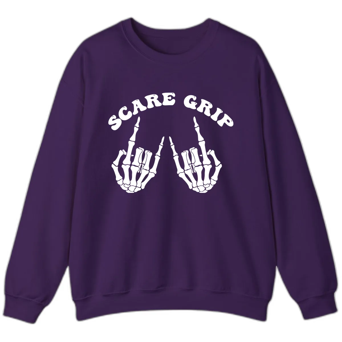 Scare Grip Skeleton Hands Gesture Sweatshirt in Purple