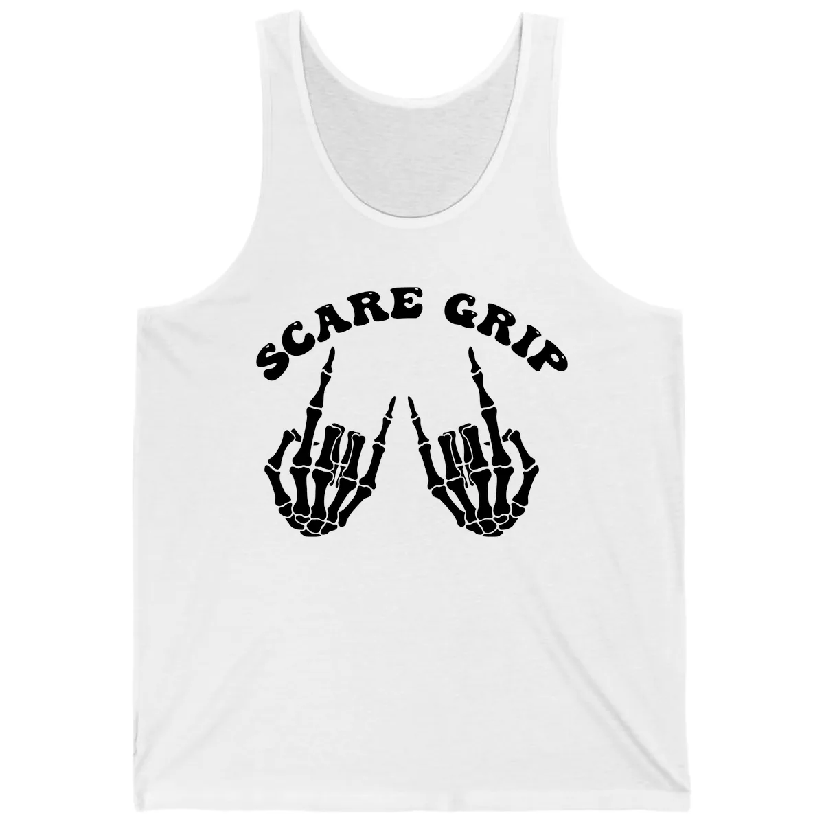 Scare Grip Skeleton Hands Gesture Tank in White