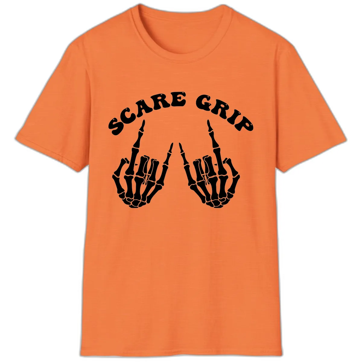 Scare Grip Skeleton Hands Gesture T-Shirt in Heather Orange