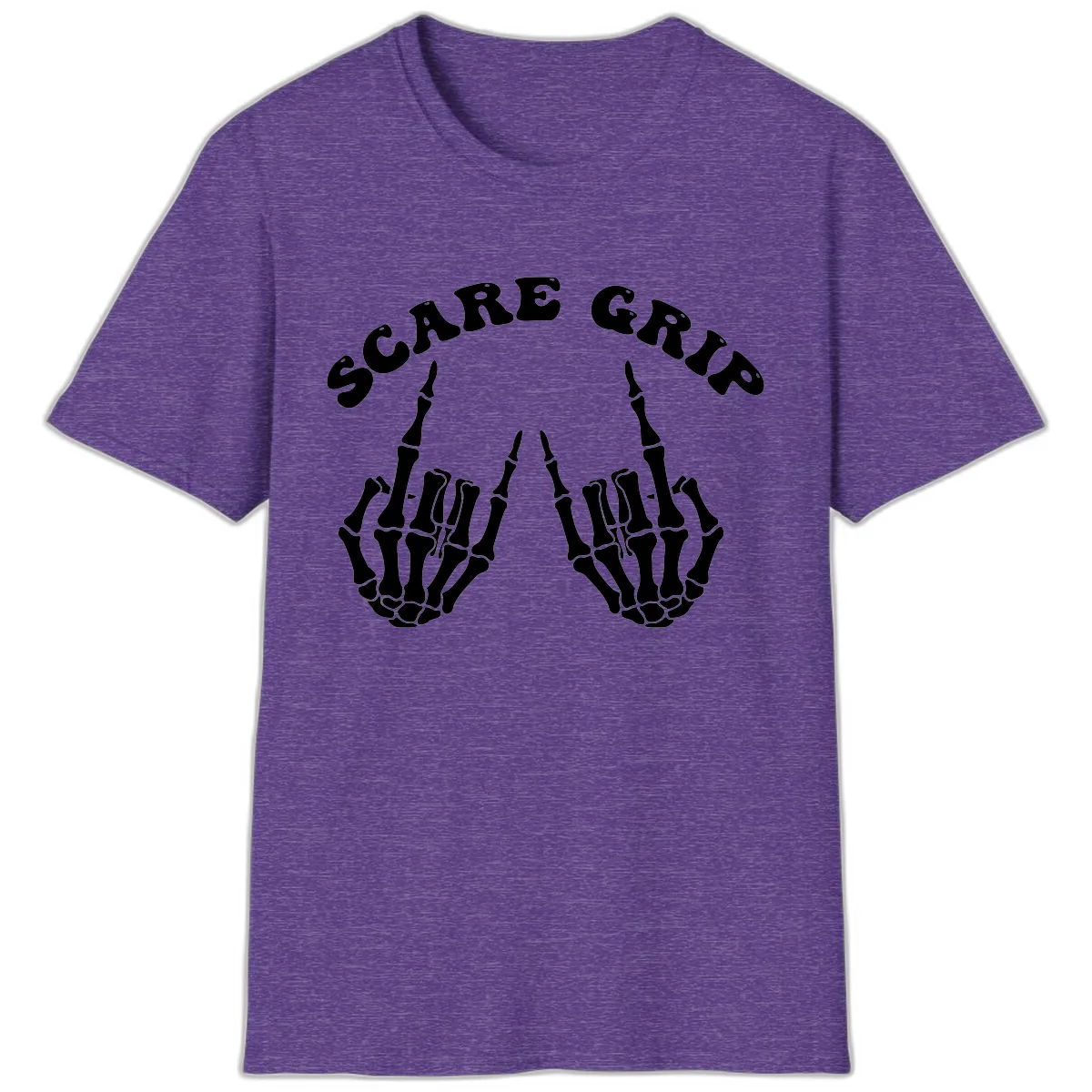 Scare Grip Skeleton Hands Gesture T-Shirt in Heather Purple