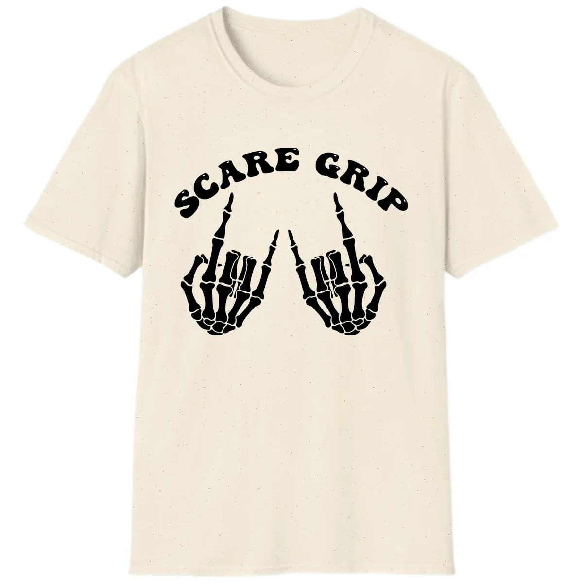 Scare Grip Skeleton Hands Gesture T-Shirt in Natural