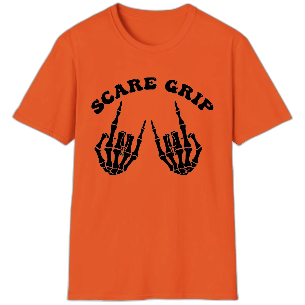 Scare Grip Skeleton Hands Gesture T-Shirt in Orange