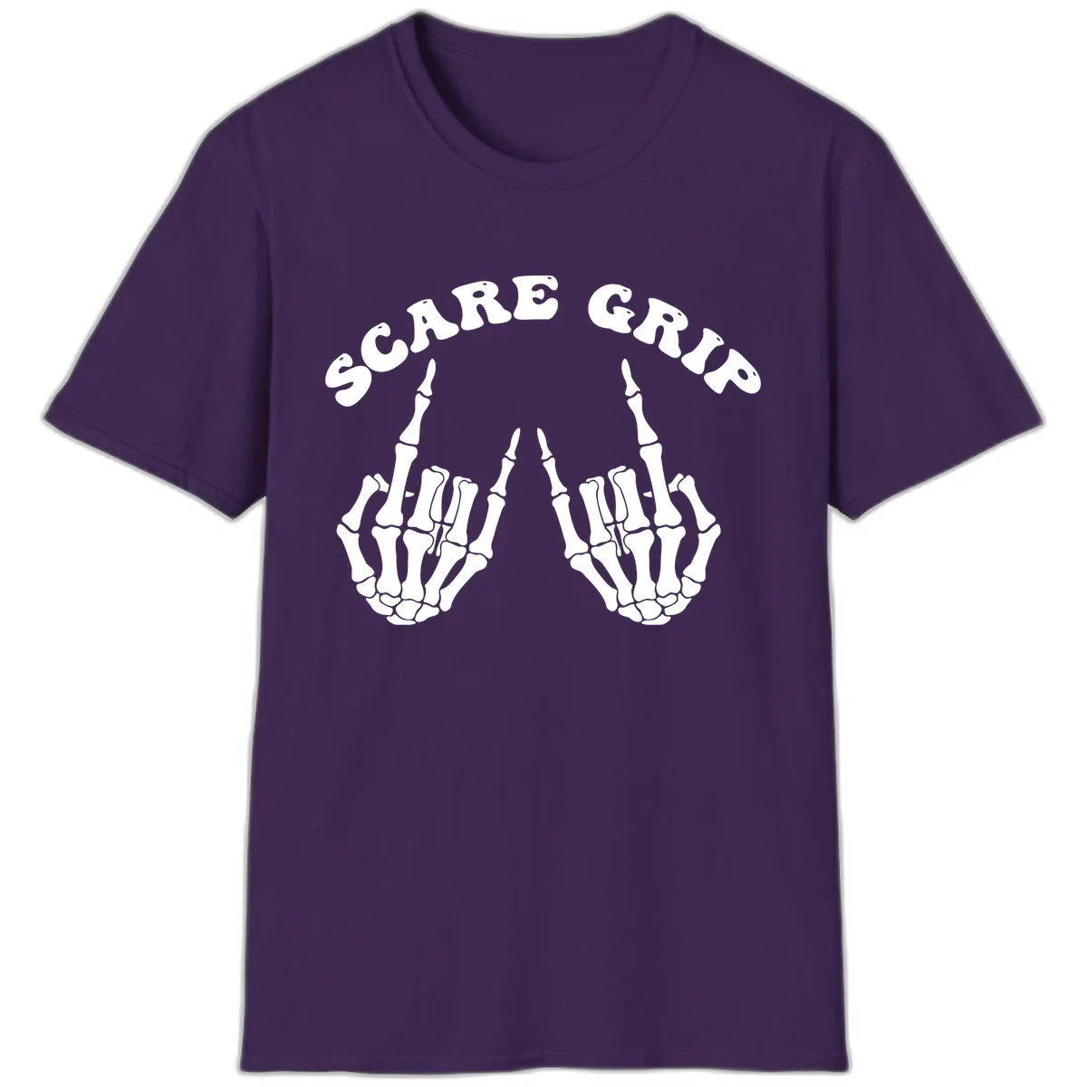 Scare Grip Skeleton Hands Gesture T-Shirt in Purple