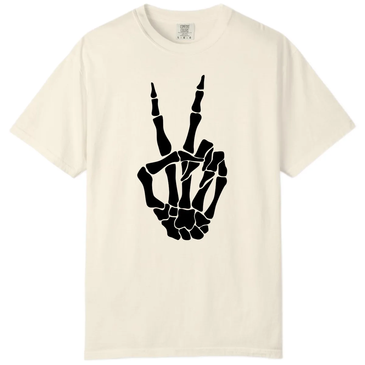 Gothic Skeletal Hand Peace Gesture Comfort Color in Ivory