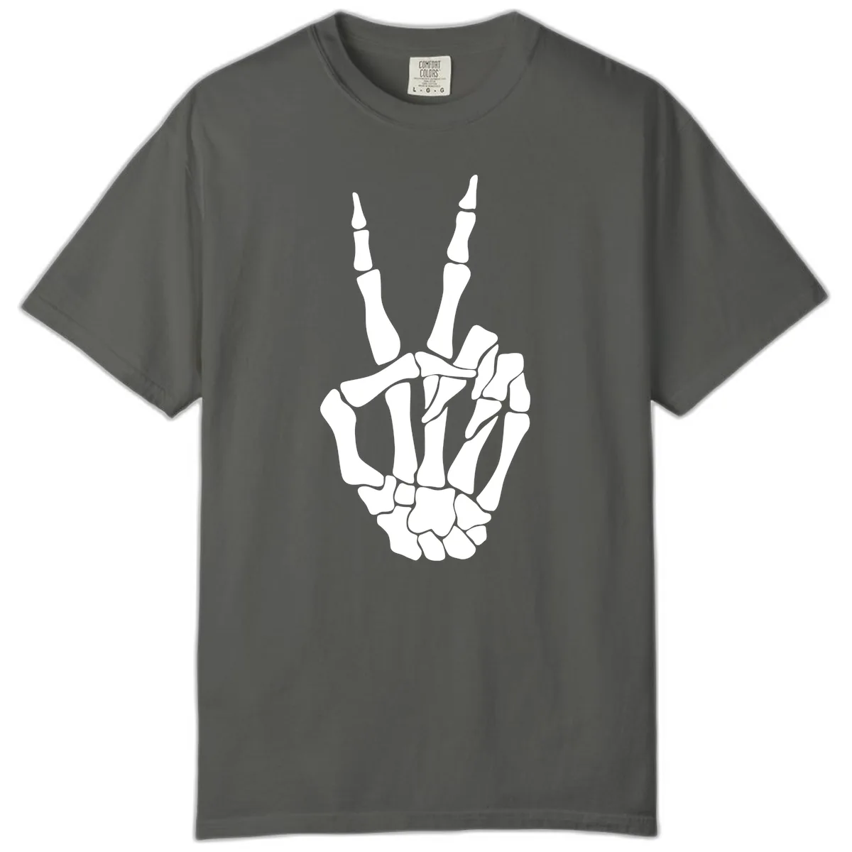 Gothic Skeletal Hand Peace Gesture Comfort Color in Pepper