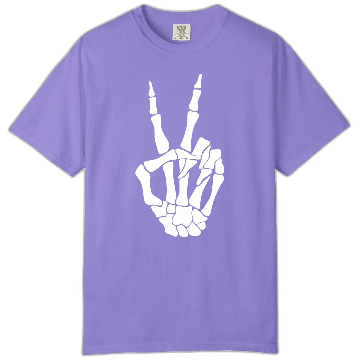 Gothic Skeletal Hand Peace Gesture Comfort Color in Violet
