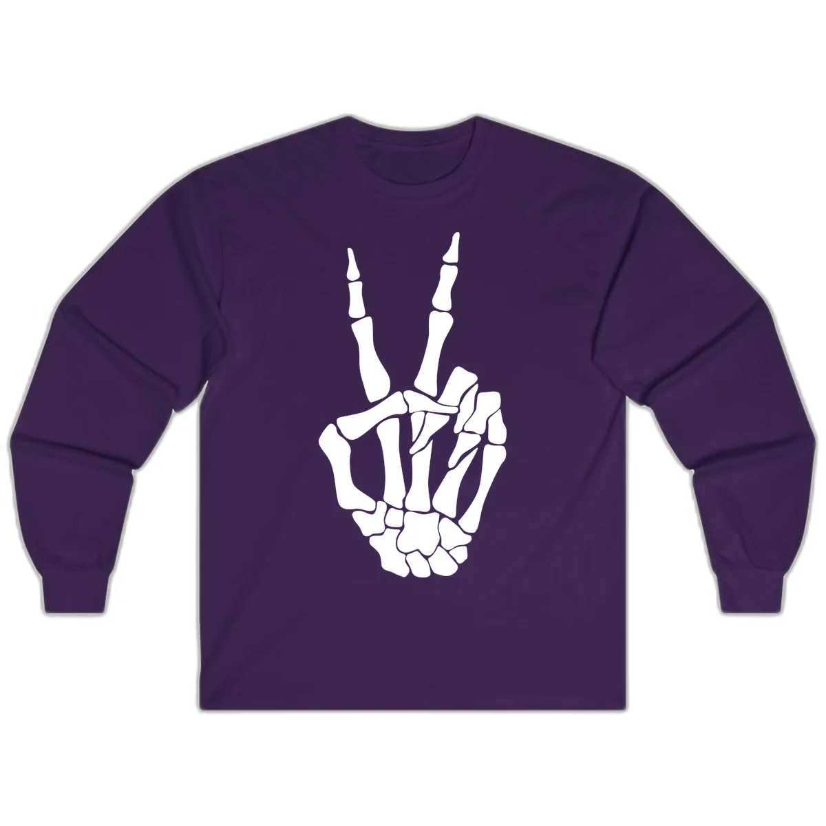 Gothic Skeletal Hand Peace Gesture Long Sleeve in Purple