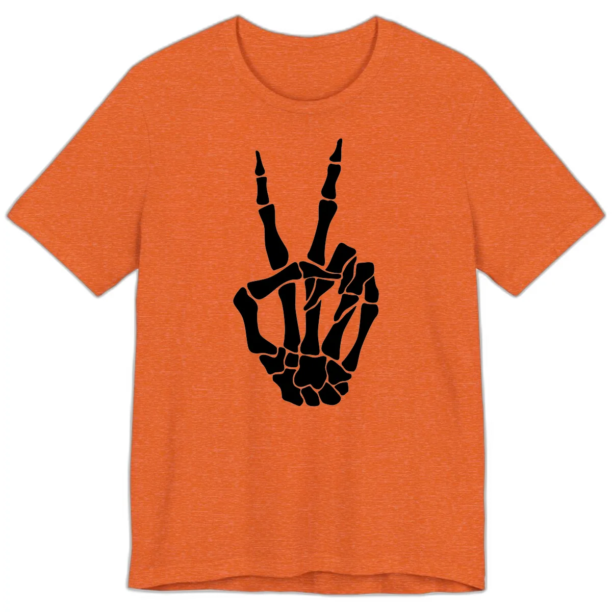 Gothic Skeletal Hand Peace Gesture Premium T-Shirt in Heather Orange