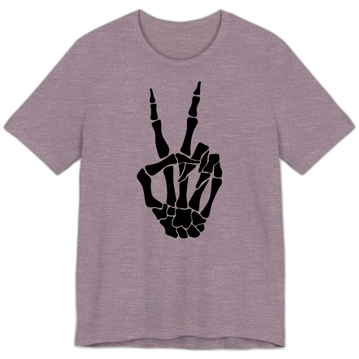 Gothic Skeletal Hand Peace Gesture Premium T-Shirt in Heather Purple