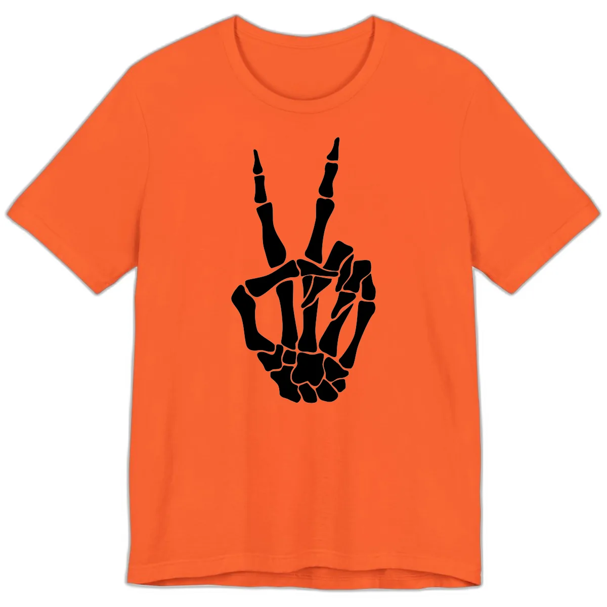 Gothic Skeletal Hand Peace Gesture Premium T-Shirt in Orange