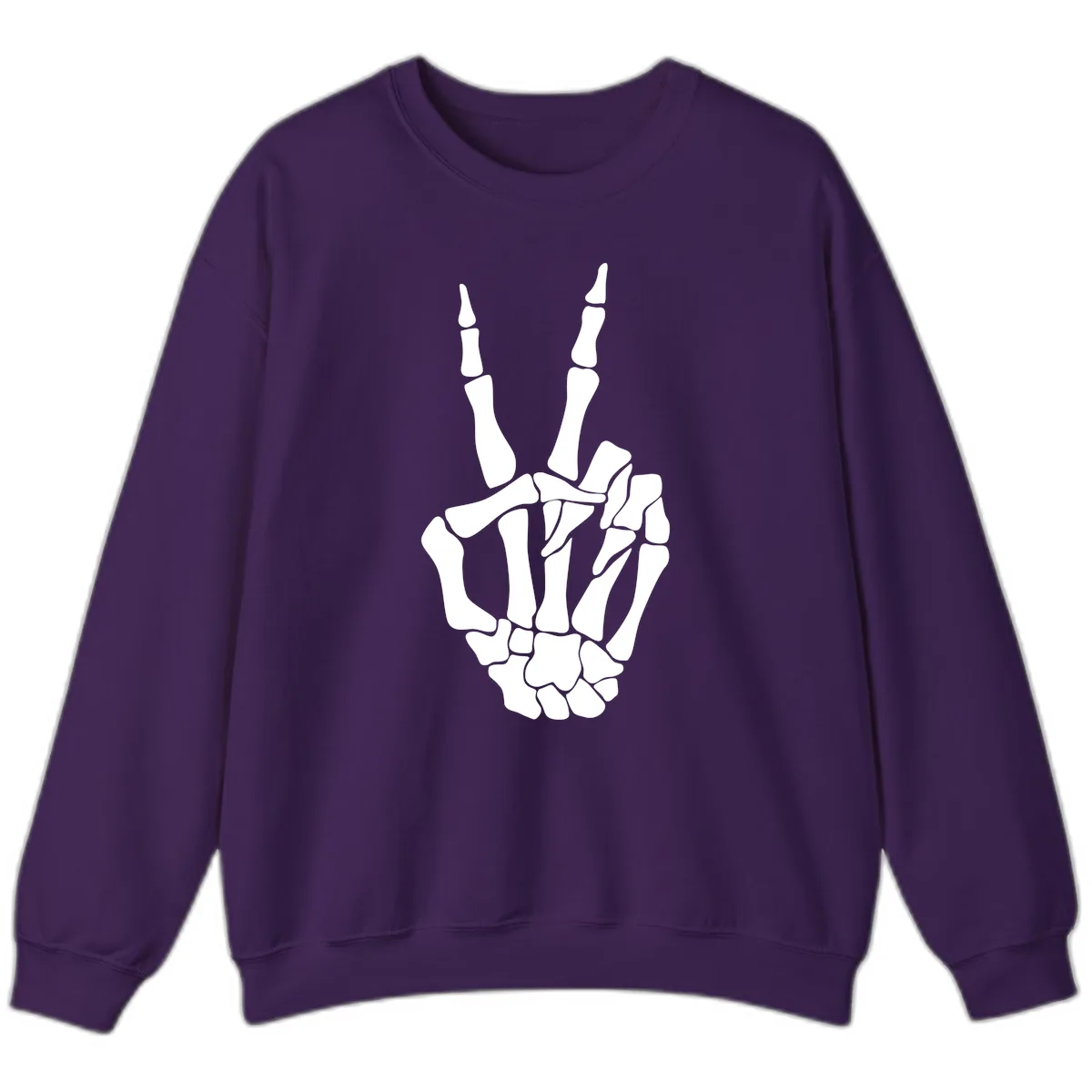 Gothic Skeletal Hand Peace Gesture Sweatshirt in Purple