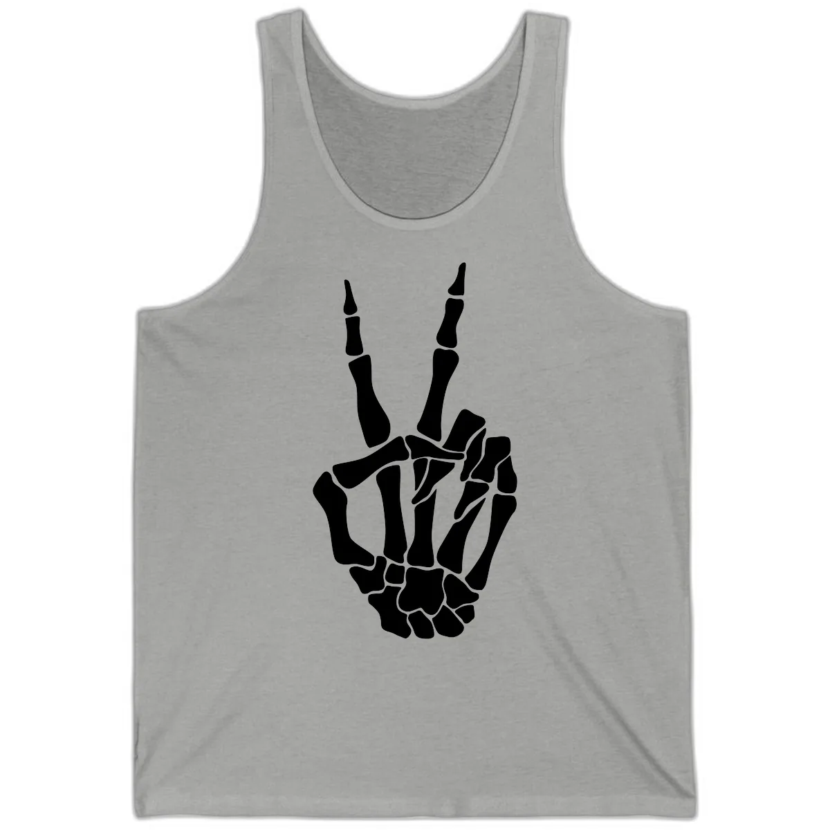 Gothic Skeletal Hand Peace Gesture Tank in Athletic Heather