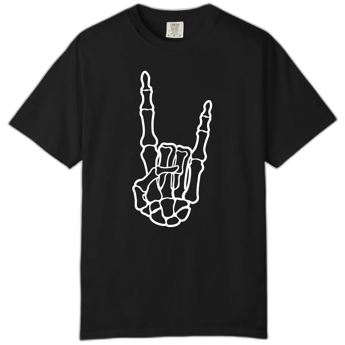 Skeletal Rock and Roll Hand Gesture Comfort Color in Black