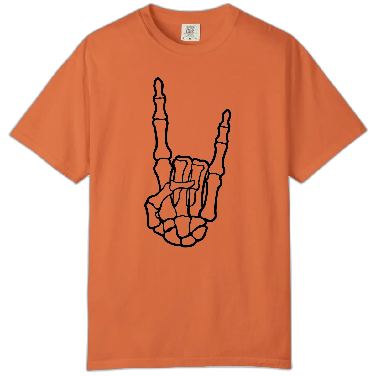 Skeletal Rock and Roll Hand Gesture Comfort Color in Burnt Orange