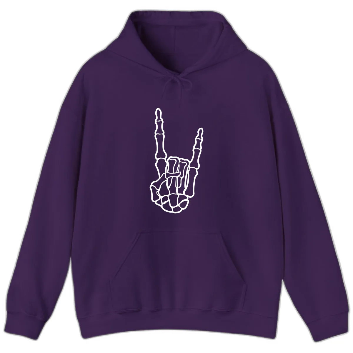 Skeletal Rock and Roll Hand Gesture Hoodie in Purple