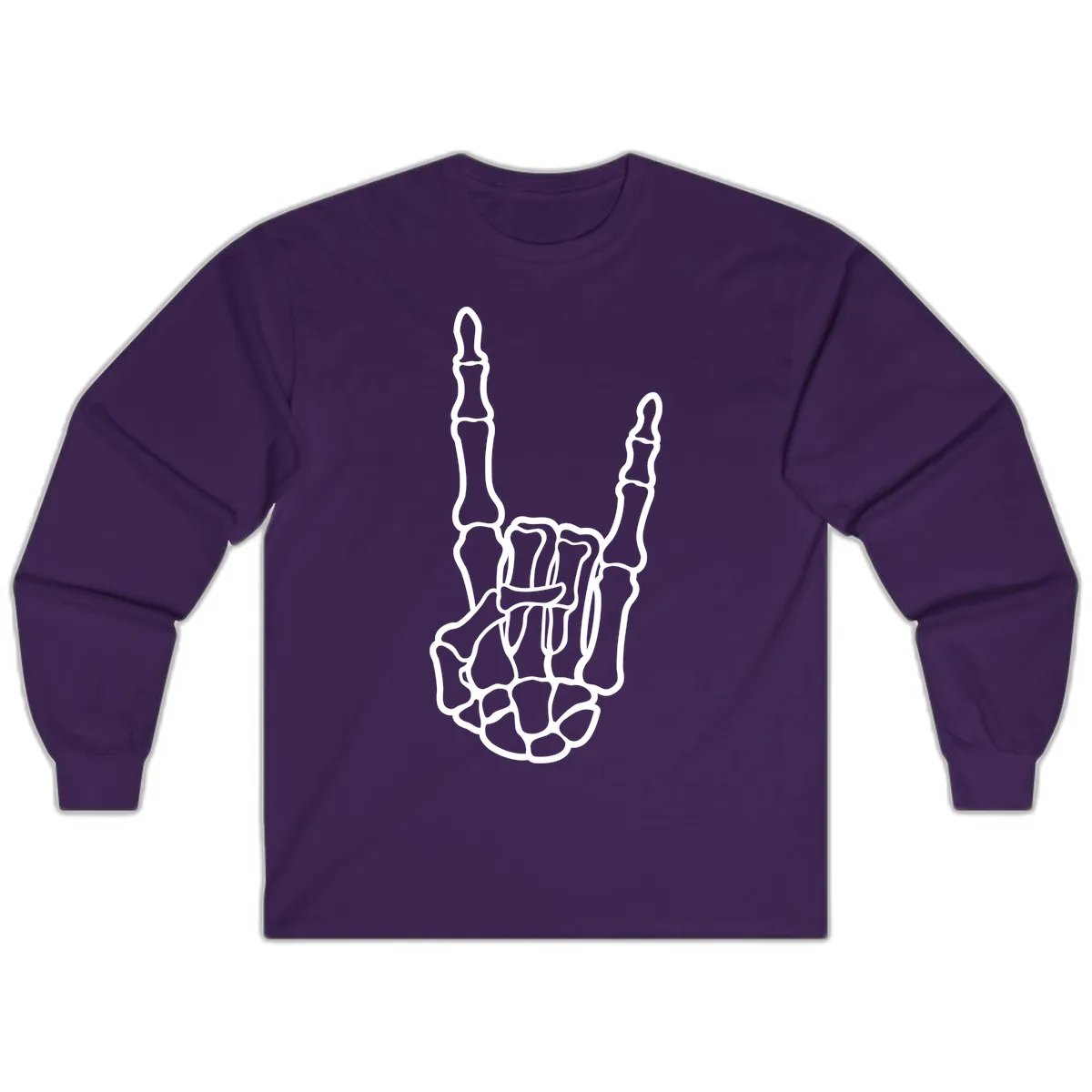 Skeletal Rock and Roll Hand Gesture Long Sleeve in Purple