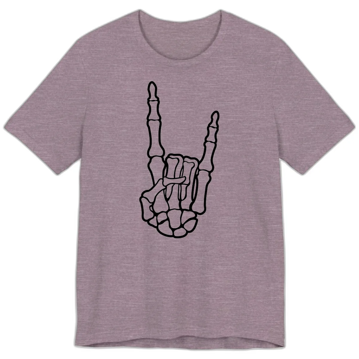 Skeletal Rock and Roll Hand Gesture Premium T-Shirt in Heather Purple