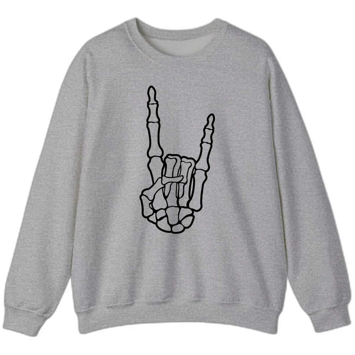 Skeletal Rock and Roll Hand Gesture Sweatshirt in Sport Grey