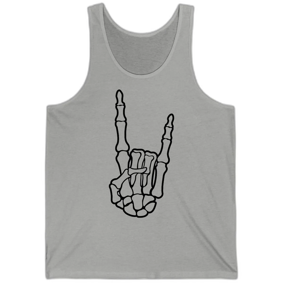 Skeletal Rock and Roll Hand Gesture Tank in Athletic Heather