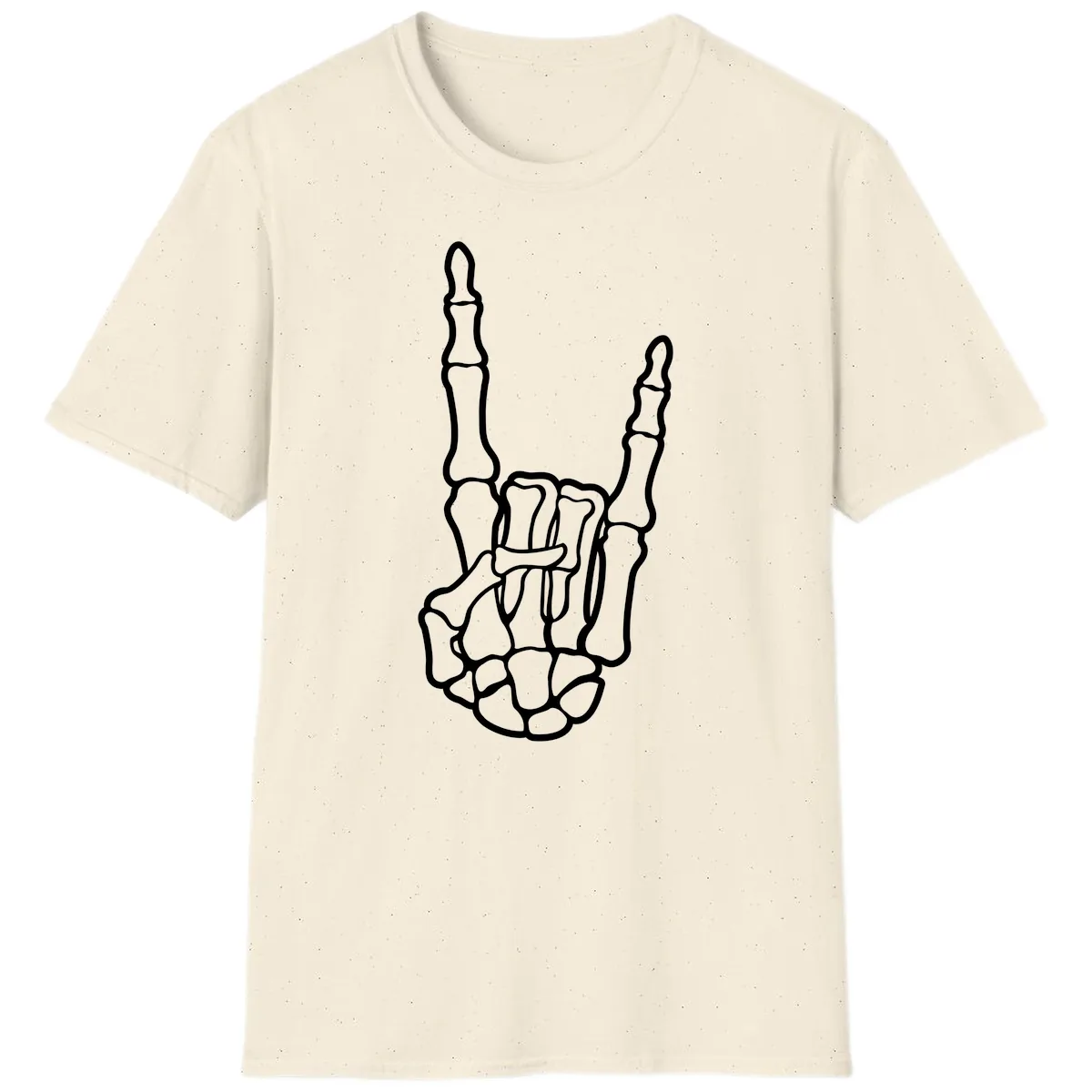Skeletal Rock and Roll Hand Gesture T-Shirt in Natural