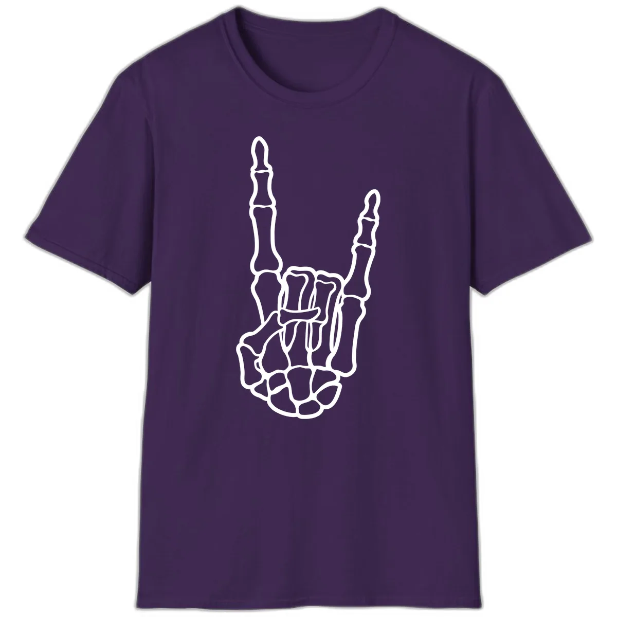 Skeletal Rock and Roll Hand Gesture T-Shirt in Purple
