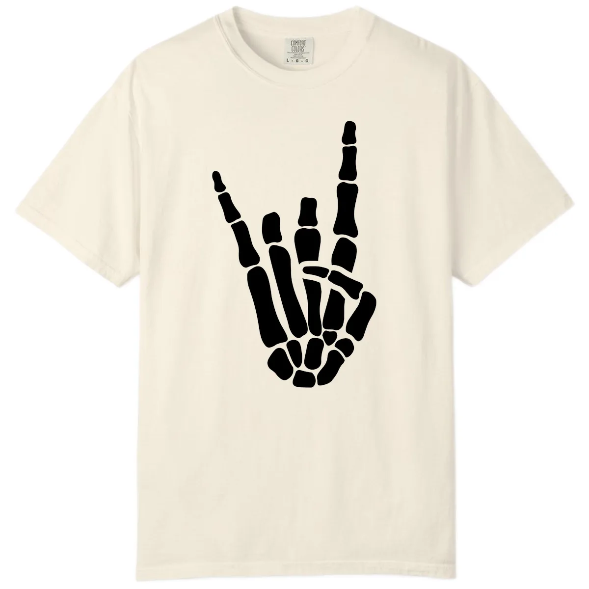 Rock And Roll Skeleton Hand Sign Comfort Color in Ivory