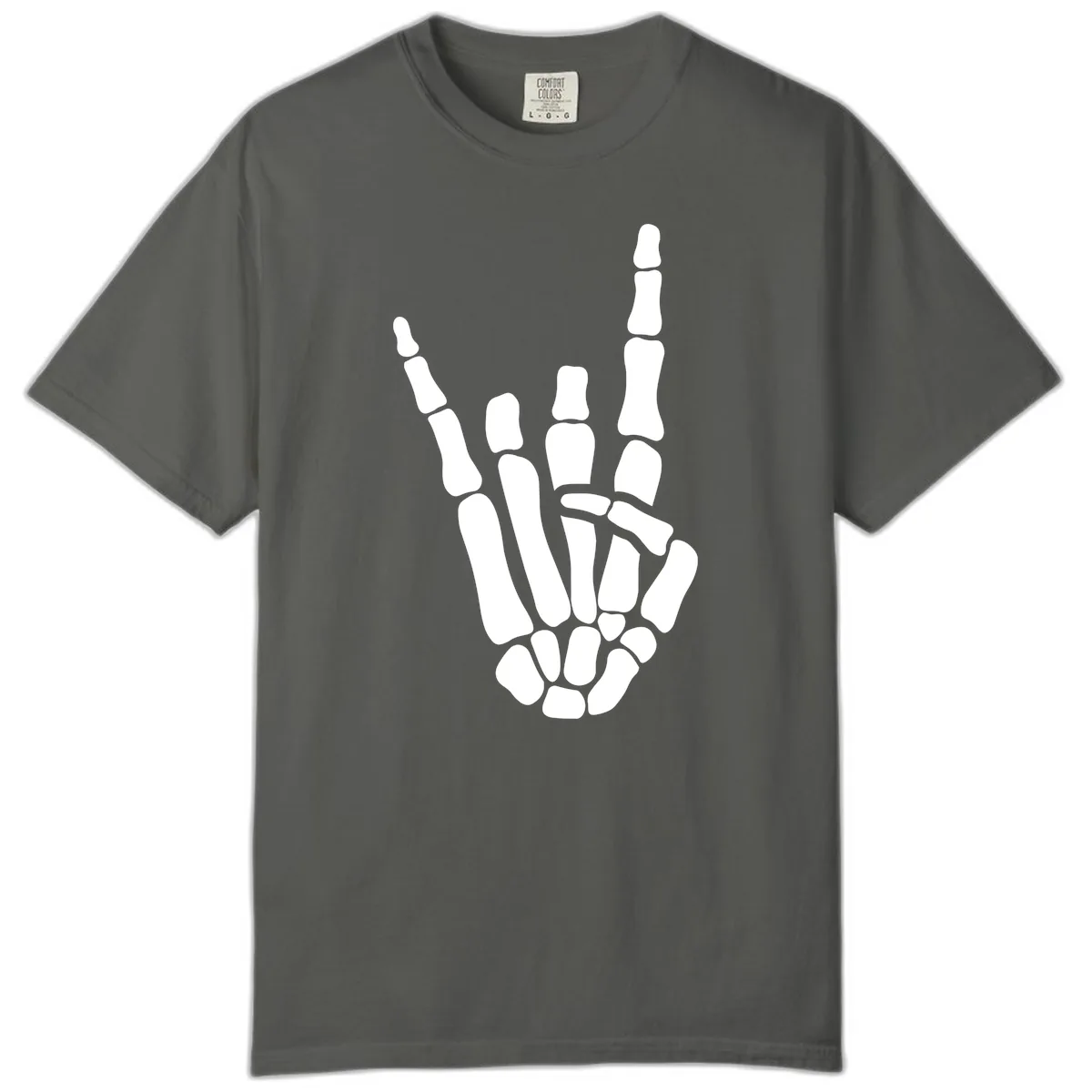 Rock And Roll Skeleton Hand Sign Comfort Color in Pepper