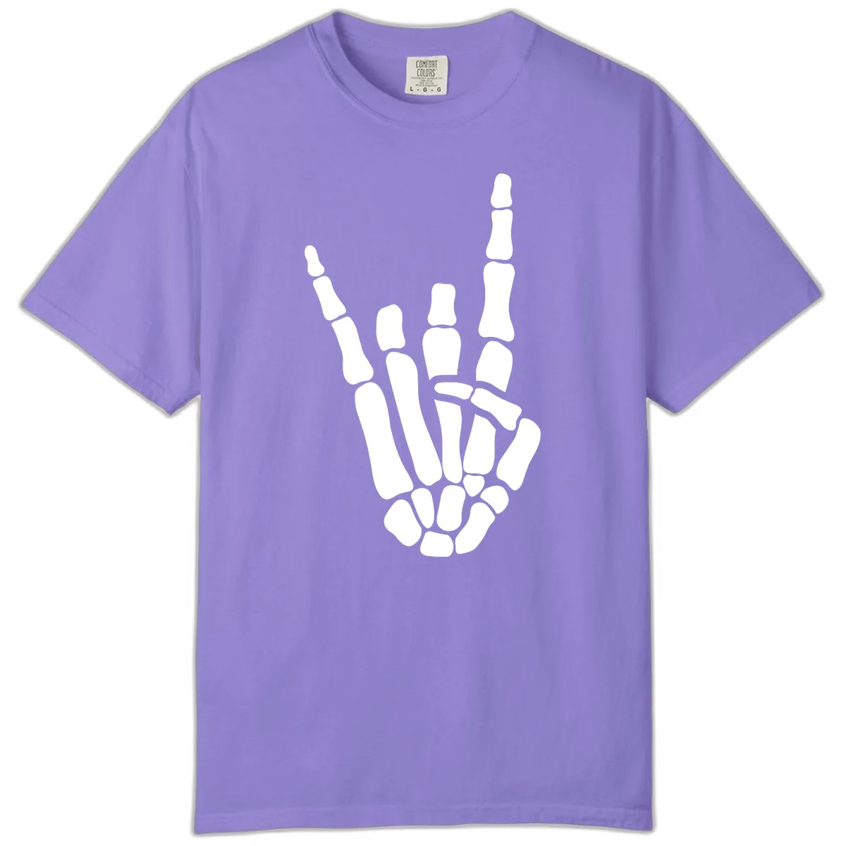 Rock And Roll Skeleton Hand Sign Comfort Color in Violet
