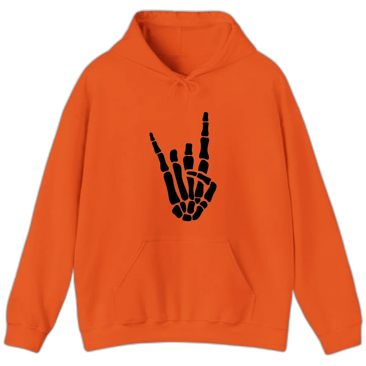 Rock And Roll Skeleton Hand Sign Hoodie in Orange