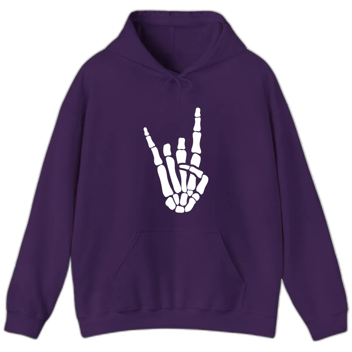Rock And Roll Skeleton Hand Sign Hoodie in Purple