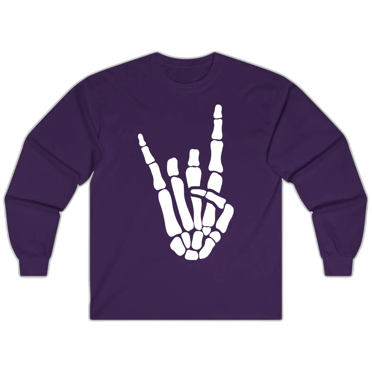 Rock And Roll Skeleton Hand Sign Long Sleeve in Purple