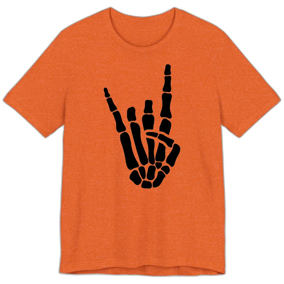Rock And Roll Skeleton Hand Sign Premium T-Shirt in Heather Orange