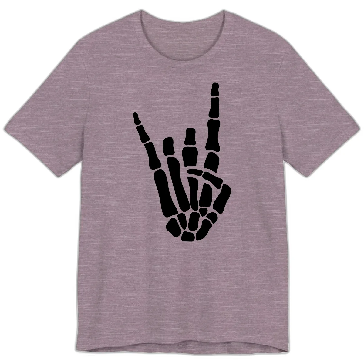 Rock And Roll Skeleton Hand Sign Premium T-Shirt in Heather Purple