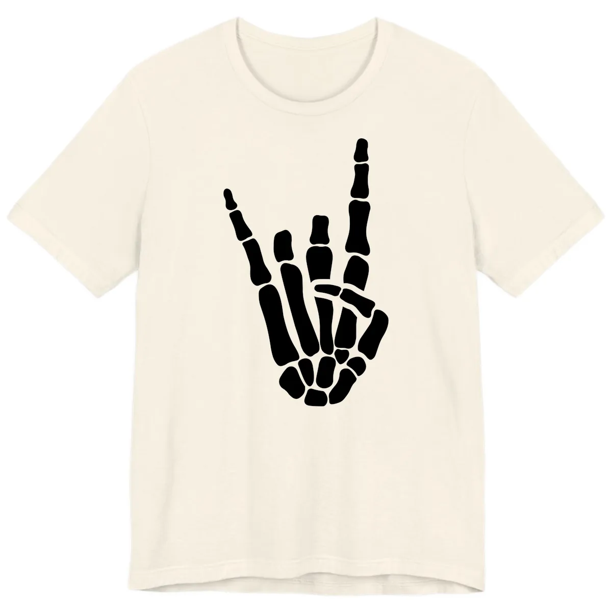 Rock And Roll Skeleton Hand Sign Premium T-Shirt in Natural