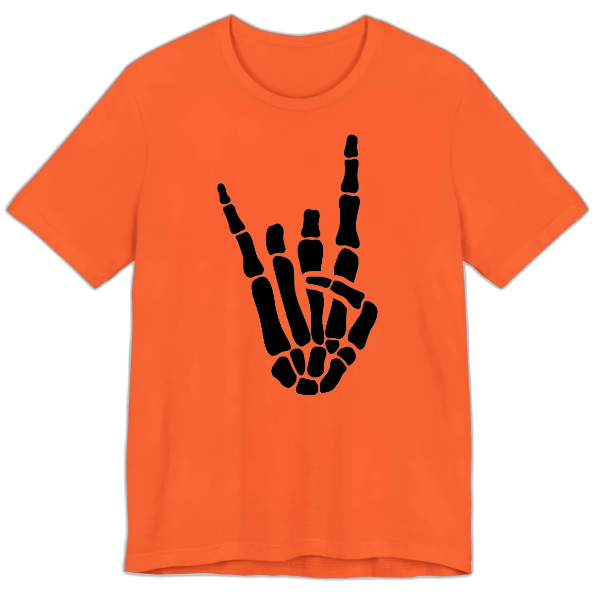 Rock And Roll Skeleton Hand Sign Premium T-Shirt in Orange