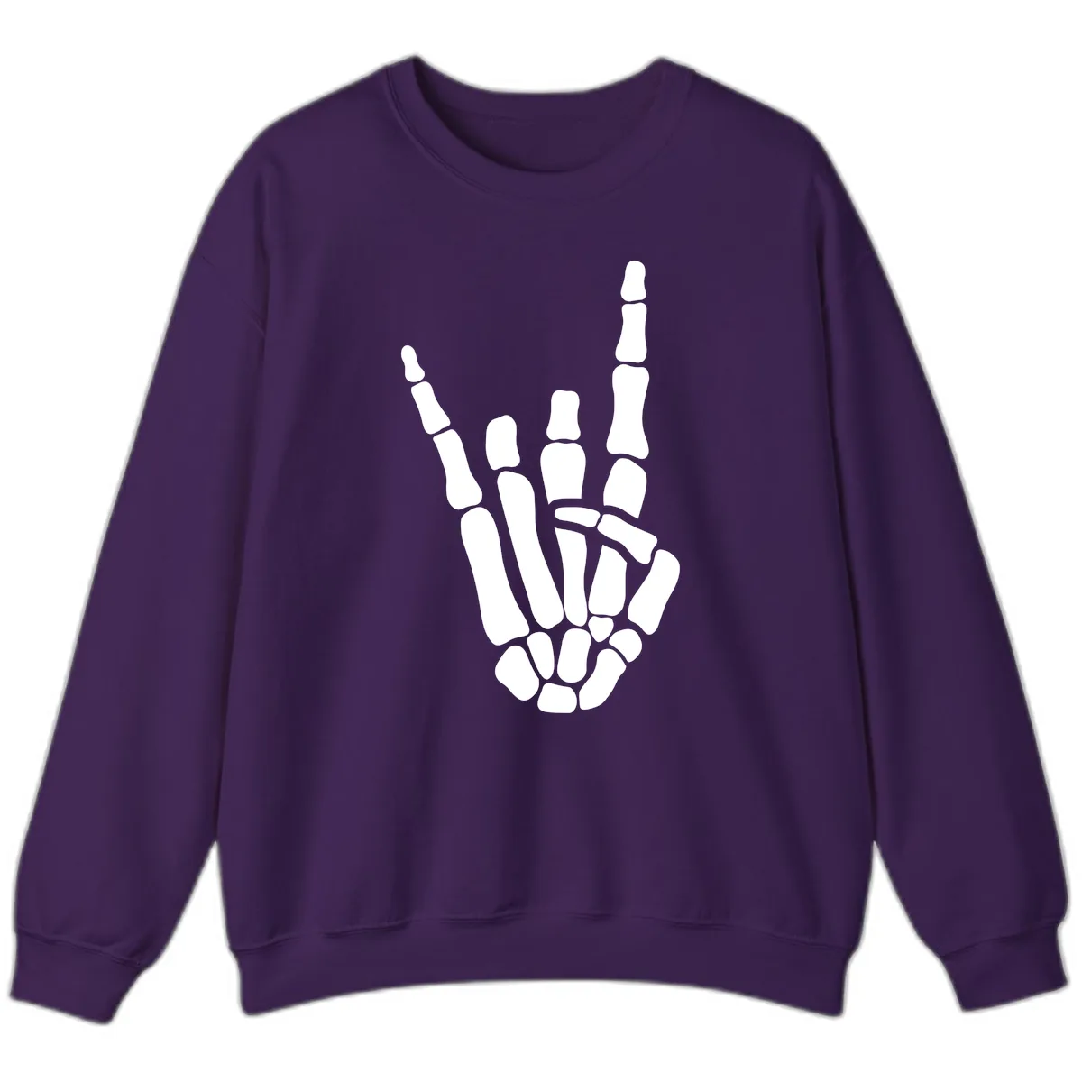 Rock And Roll Skeleton Hand Sign Sweatshirt in Purple