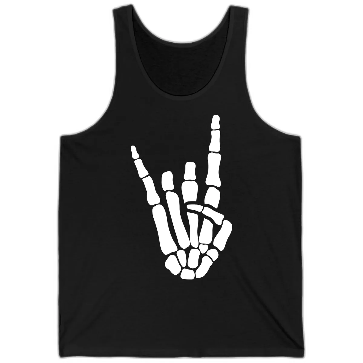 Rock And Roll Skeleton Hand Sign Tank in Black