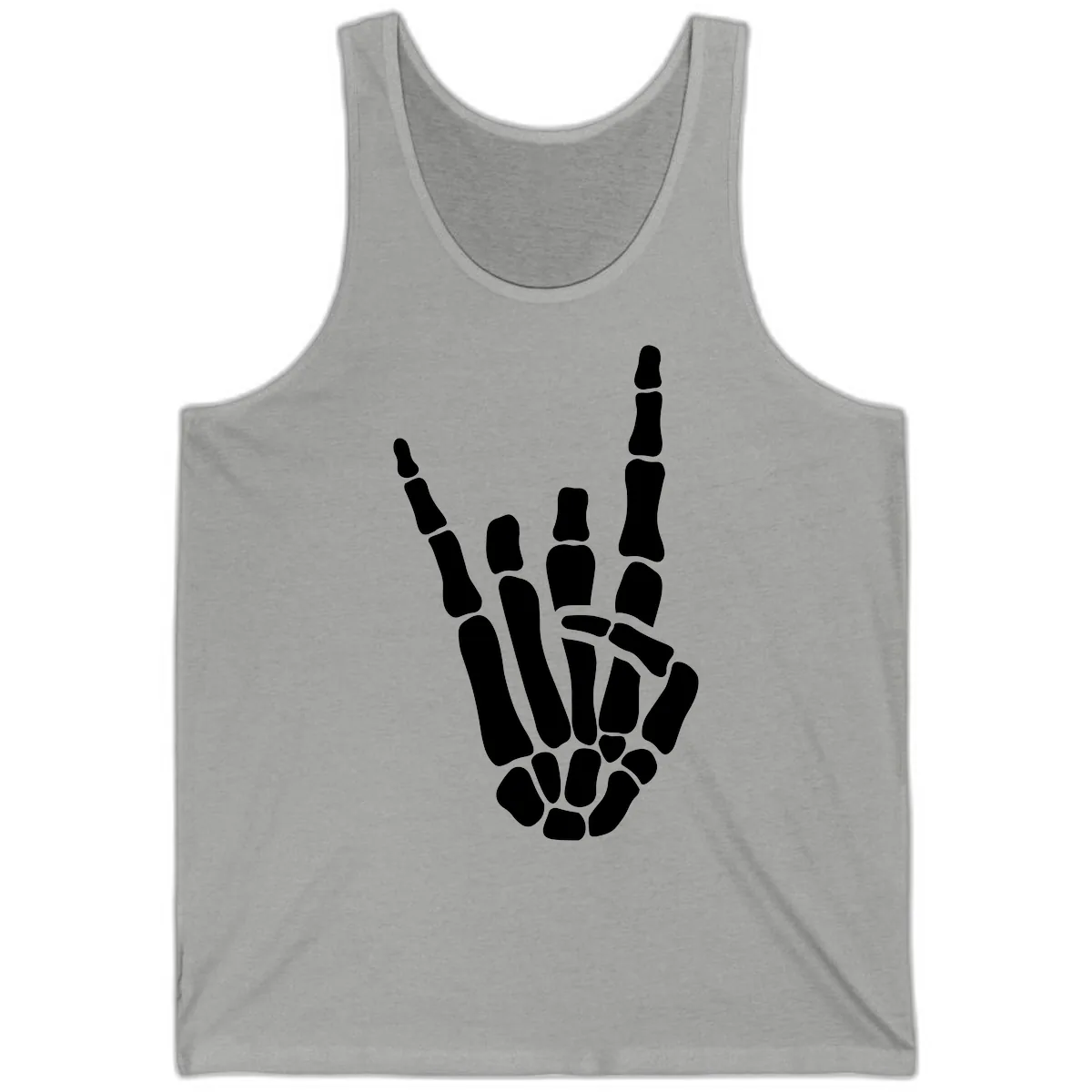 Rock And Roll Skeleton Hand Sign Tank in Athletic Heather
