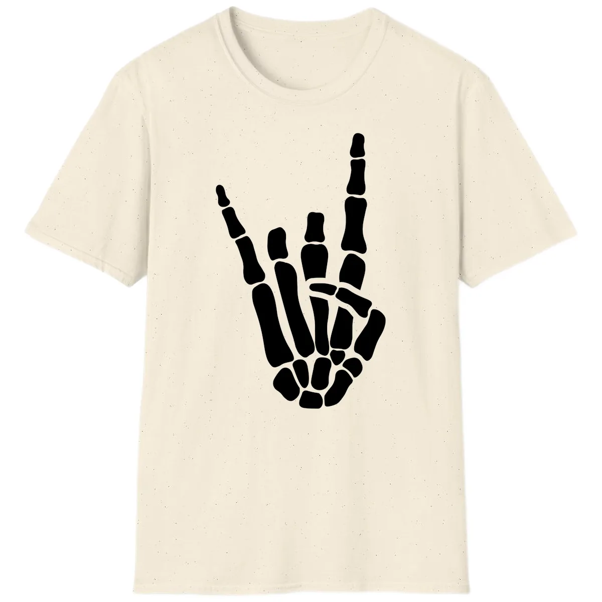 Rock And Roll Skeleton Hand Sign T-Shirt in Natural