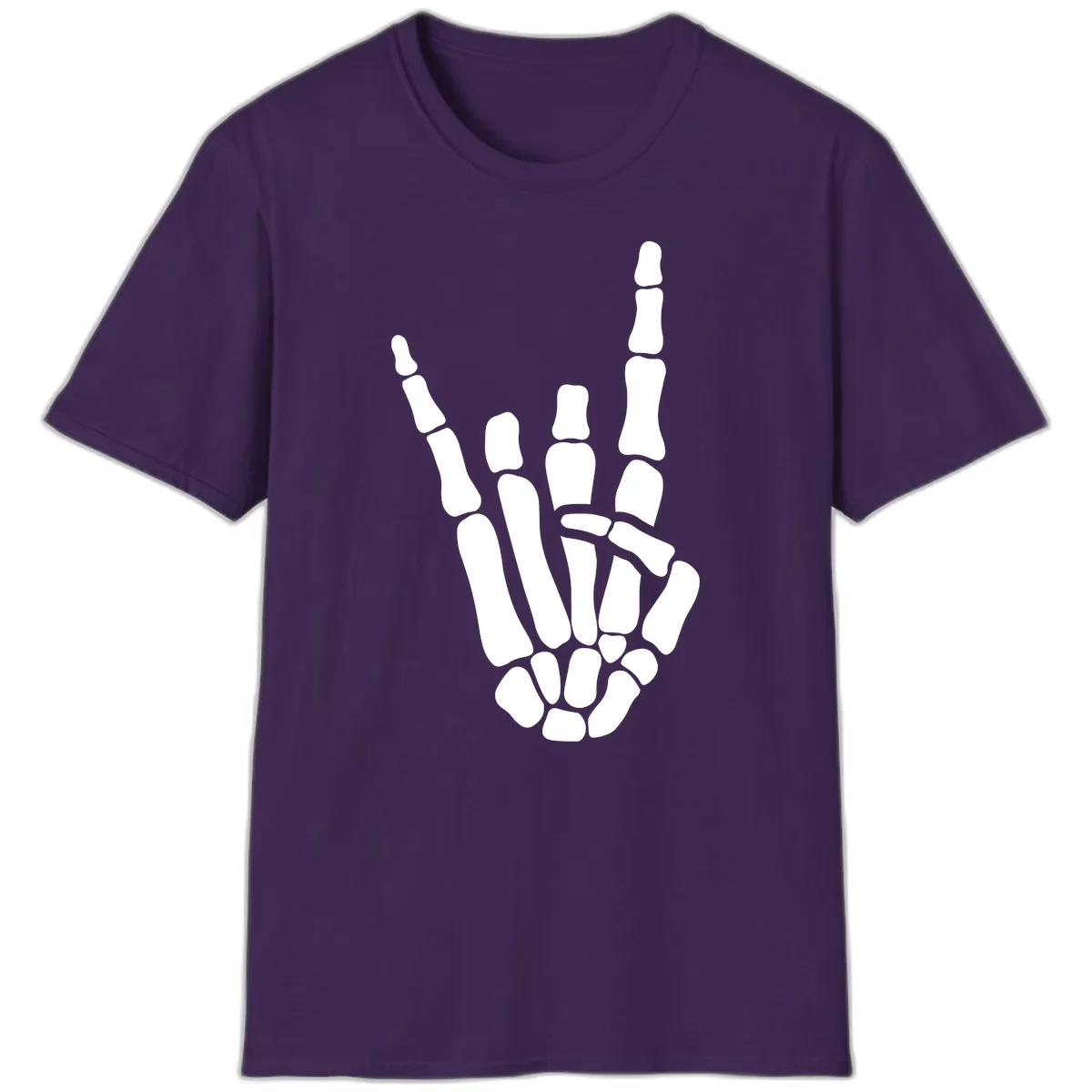 Rock And Roll Skeleton Hand Sign T-Shirt in Purple