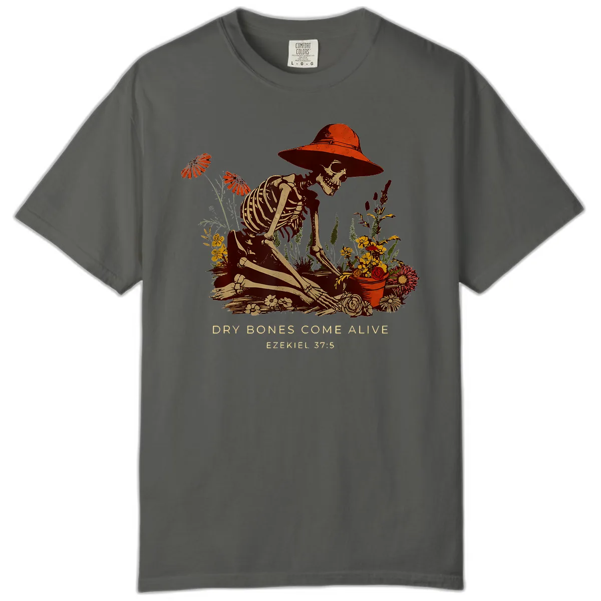 Skeleton Gardener Dry Bones Come Alive Comfort Color in Pepper