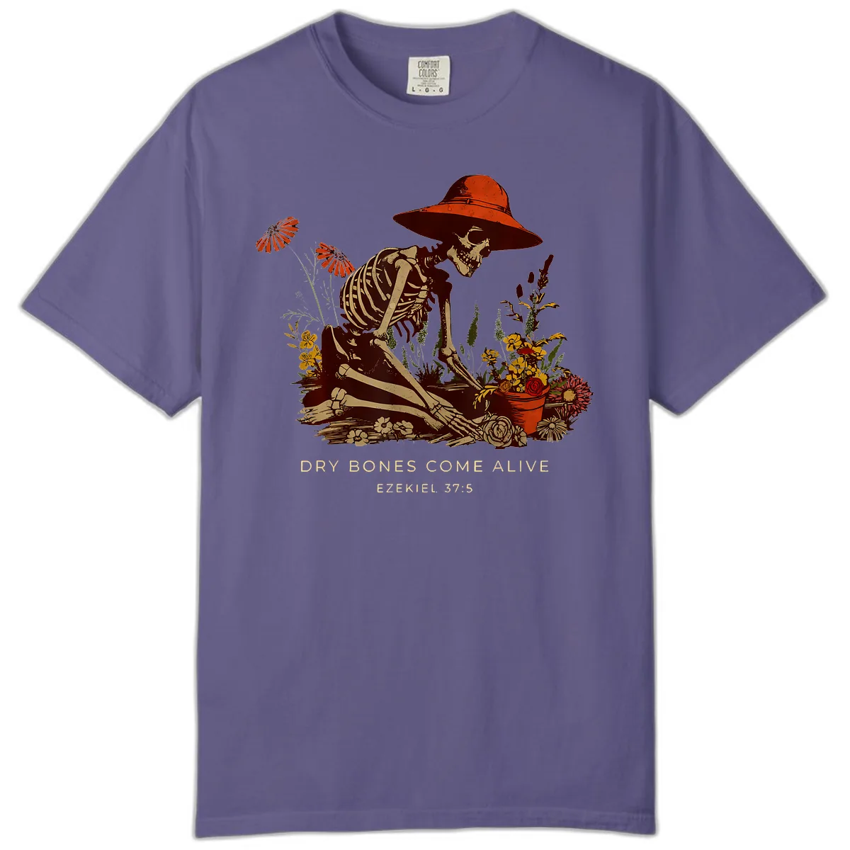Skeleton Gardener Dry Bones Come Alive Comfort Color in Grape